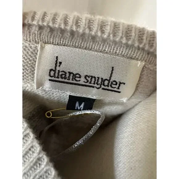 NWT Diane Snyder Cashmere Glenn Triple Band Gray Layered Cardigan size M - Picture 11 of 16